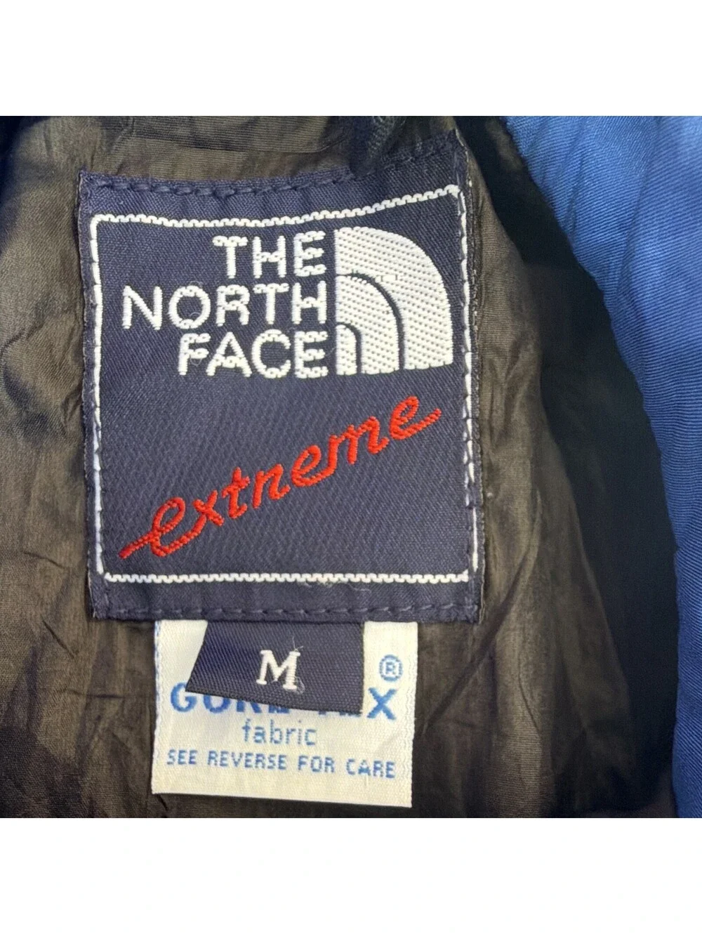 Vintage The North Face Men's Blue Red Solid Full Zip Logo Jacket Pockets Size M